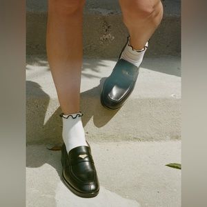 Socque Jasper Upcycled Leather Loafers Black Slip On Size 39 9